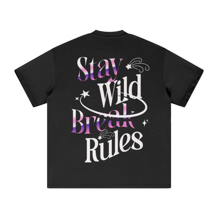 Heavyweight Earth Tone T-Shirt "Stay Wild Break Rules"